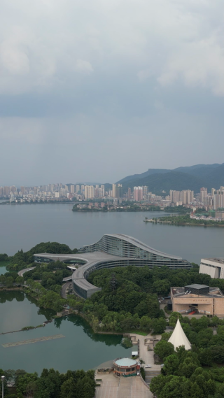 航拍黄石城市风光地标建筑