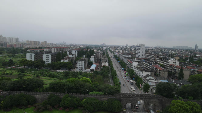 航拍湖北荆州古城4A景区