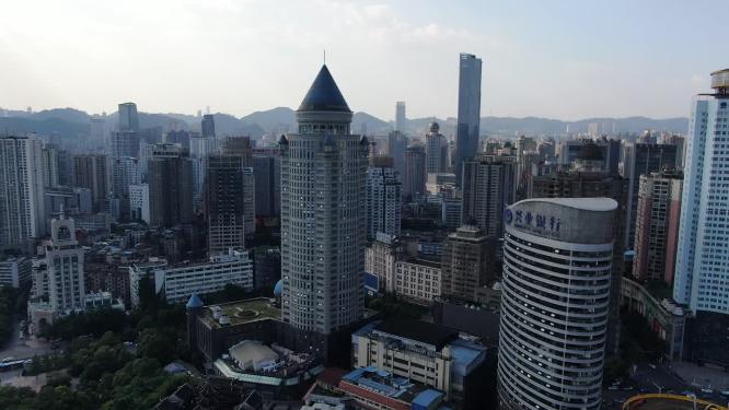 贵州贵阳筑城广场商业圈航拍