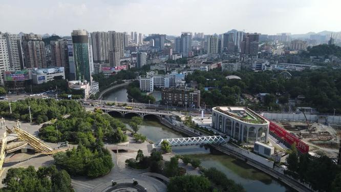贵州贵阳筑城广场商业圈航拍