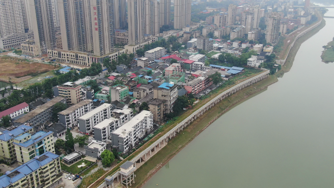 湖南邵阳城市资江风光航拍