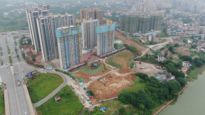航拍湖南邵阳城市建设