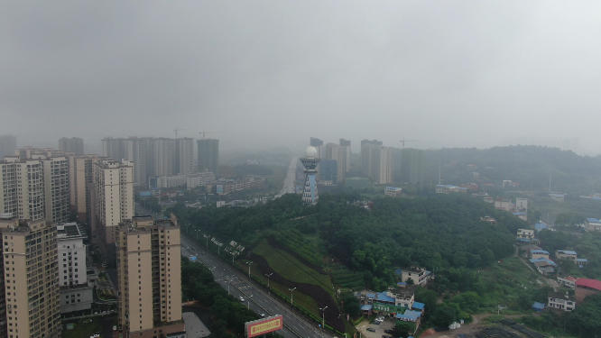 航拍湖南邵阳气象塔 