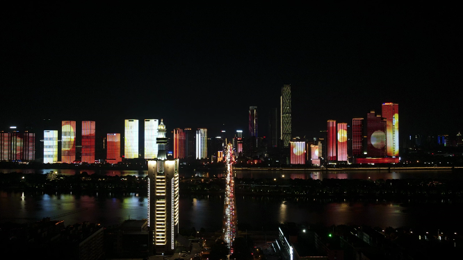 长沙城市夜景移动延时