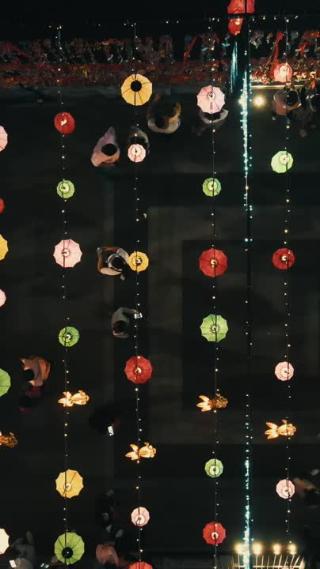 广西桂林阳朔夜景灯光航拍