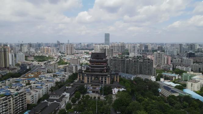 广西南宁邕州阁地标建筑航拍
