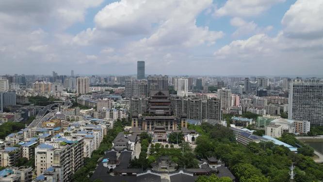 广西南宁邕州阁地标建筑航拍