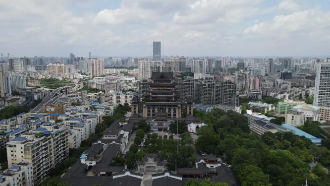 广西南宁邕州阁地标建筑航拍