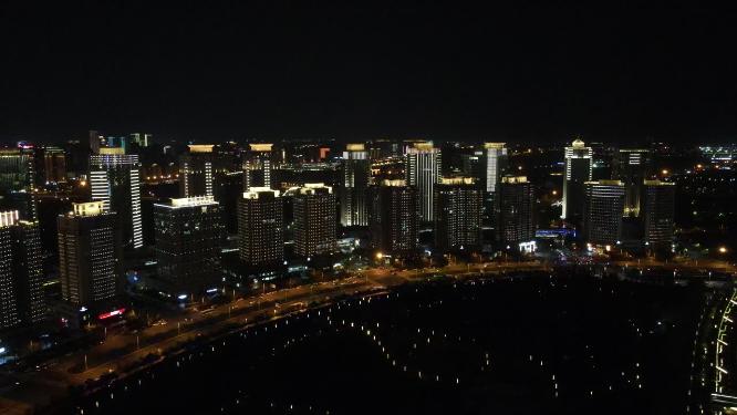 河南郑州会展中心夜景航拍
