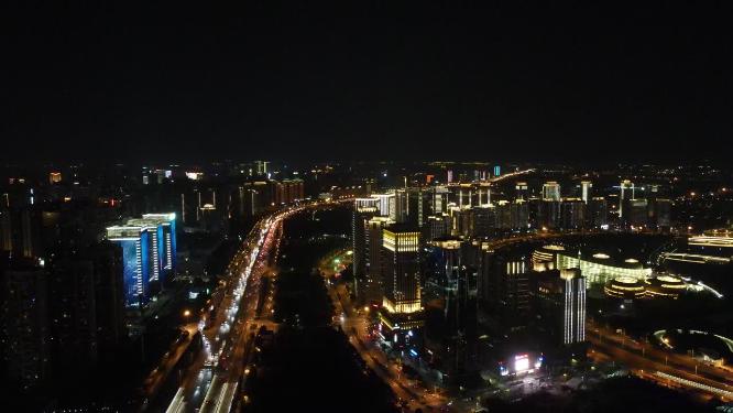 河南郑州会展中心夜景航拍