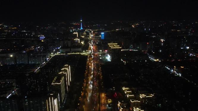湖北武汉城市夜景灯光航拍