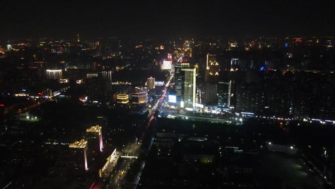 湖北武汉城市夜景灯光航拍