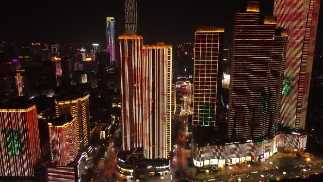 湖南长沙城市夜景灯光秀航拍