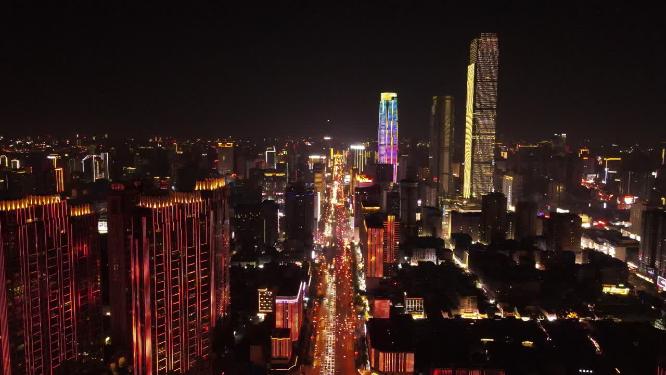 湖南长沙城市夜景灯光秀航拍