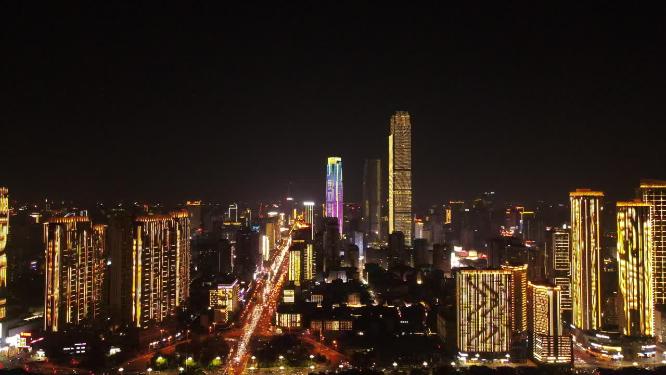 湖南长沙城市夜景灯光秀航拍