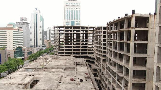 航拍城市建设烂尾楼