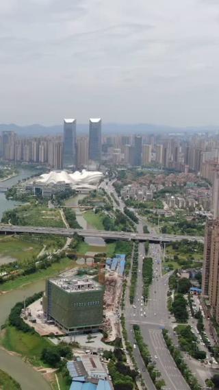 湖南长沙城市交通航拍