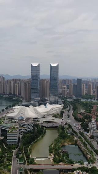 湖南长沙梅溪湖文化艺术中心航拍
