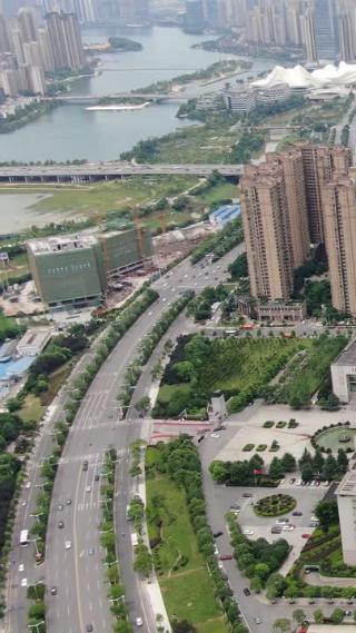 湖南长沙城市交通航拍