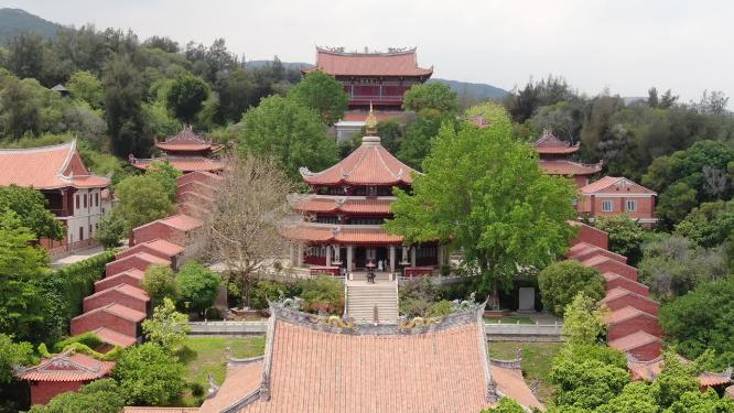 航拍福建泉州少林寺著名旅游景点
