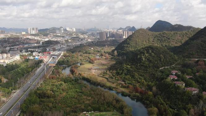 贵阳花溪城市建设航拍