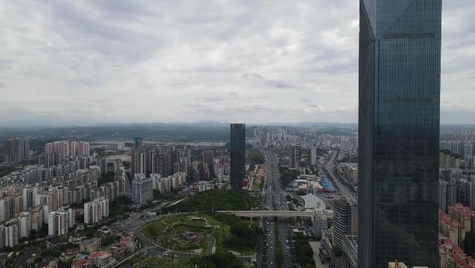 广西南宁民族大道交通航拍