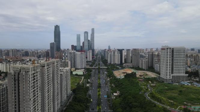 广西南宁民族大道交通航拍