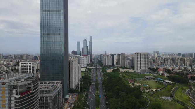 广西南宁民族大道交通航拍