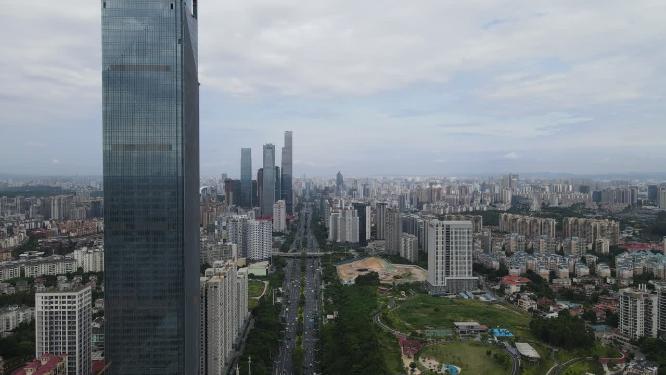 广西南宁民族大道交通航拍
