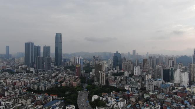 广西柳州地王大厦城市风光航拍