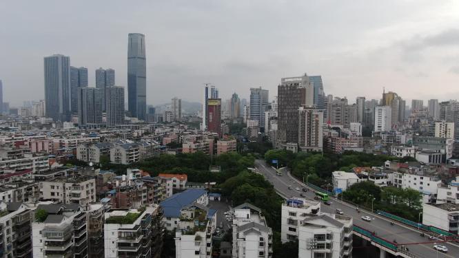 广西柳州地王大厦城市风光航拍