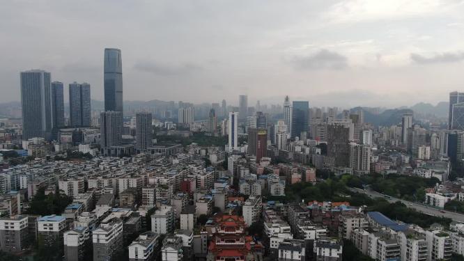 广西柳州地王大厦城市风光航拍