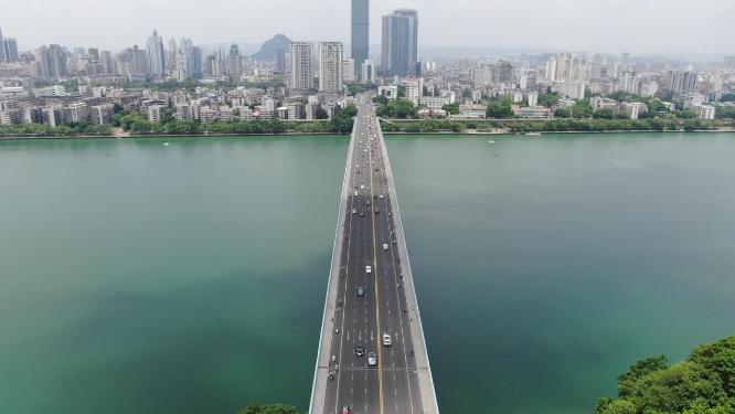广西柳州大桥交通航拍