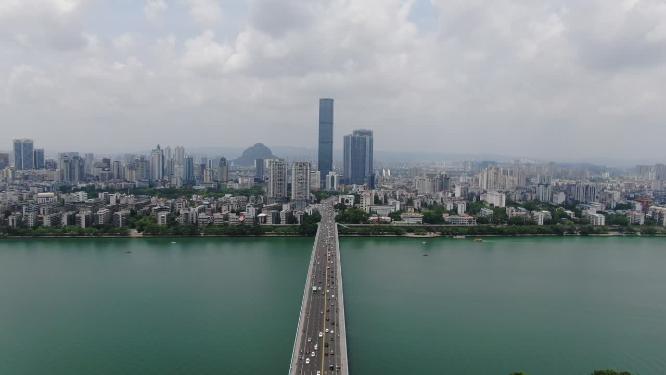 广西柳州大桥交通航拍