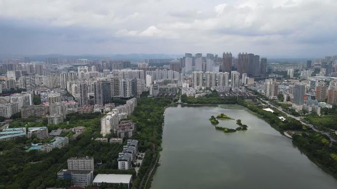 城市航拍广西南宁南湖公园