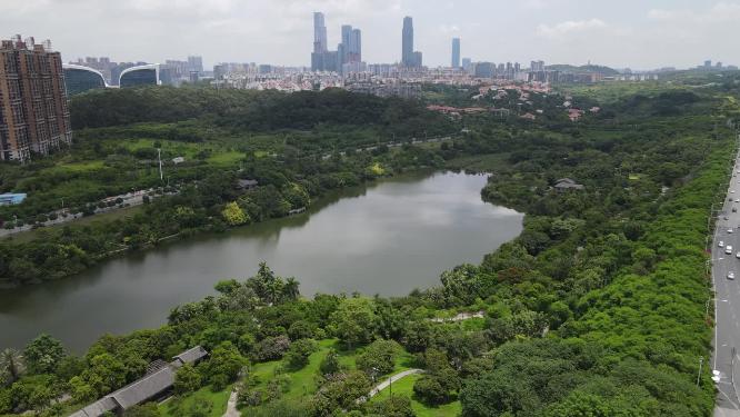 航拍广西南宁城市交通