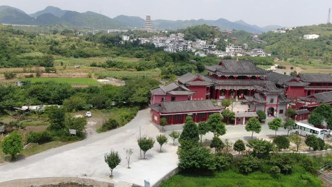 航拍贵州贵阳大兴国寺观音庙