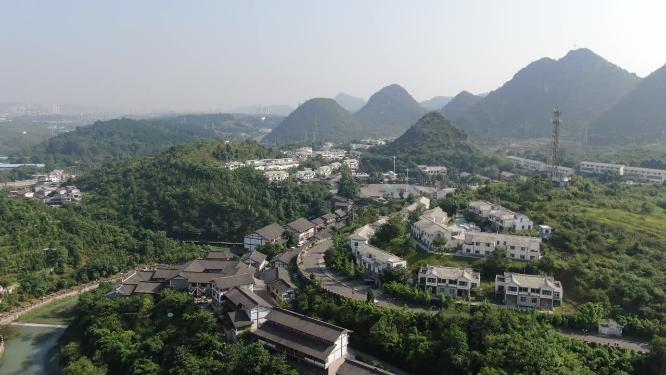 航拍贵州贵阳大兴国寺观音庙