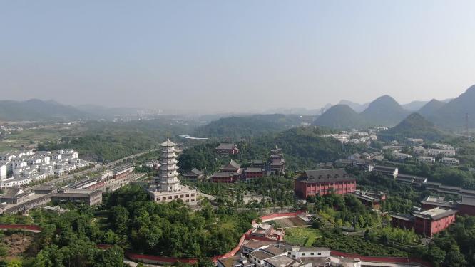 航拍贵州贵阳大兴国寺观音庙