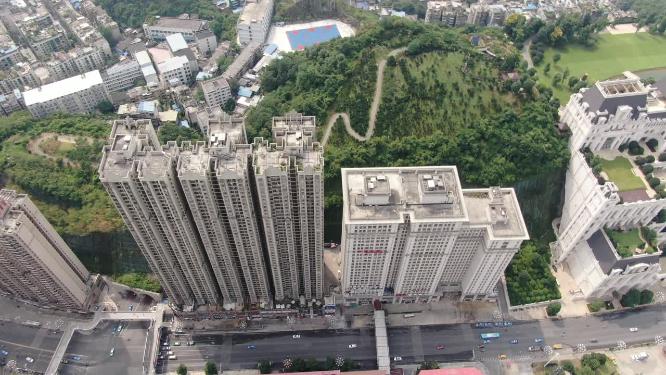 贵州贵阳花果园密集高楼建筑航拍