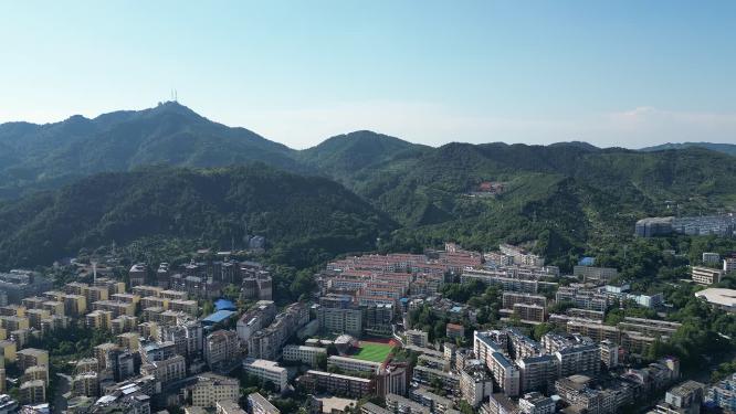 湖南怀化中坡山脚城市建设航拍