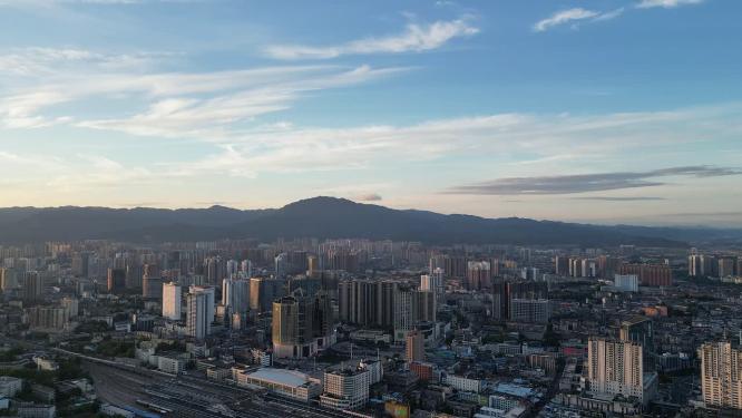 湖南怀化中坡山脚城市建设航拍