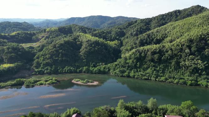 航拍大自然山川植物蓝天白云
