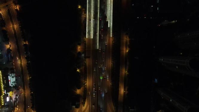 航拍河南郑州城市夜景