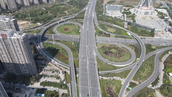 航拍河南郑州航海路立交
