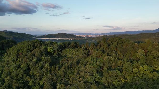 航拍湖南山川丘陵