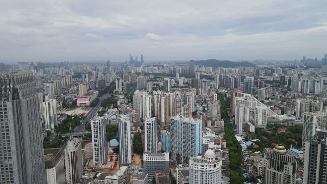 航拍广西南宁城市高楼建筑