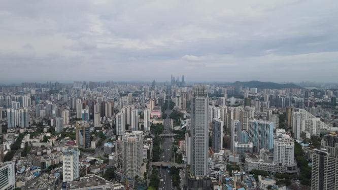 航拍广西南宁城市高楼建筑