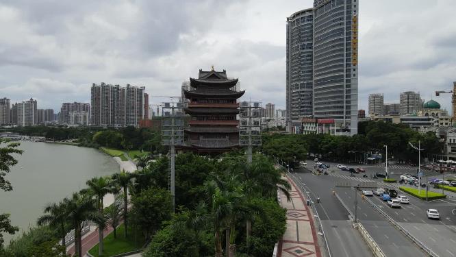 航拍广西南宁畅游阁历史文化古建筑