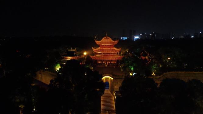 湖南岳阳楼夜景航拍